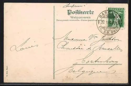 AK Basel, Stadtansicht vom St. Johanntor aus
