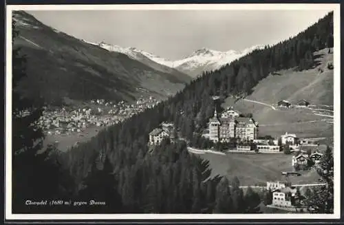 AK Clavadel, Ortsansicht gegen Davos