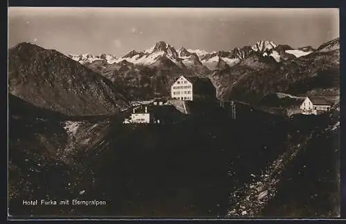 AK Furka-Passhöhe, Hotel Furka und Furkablick