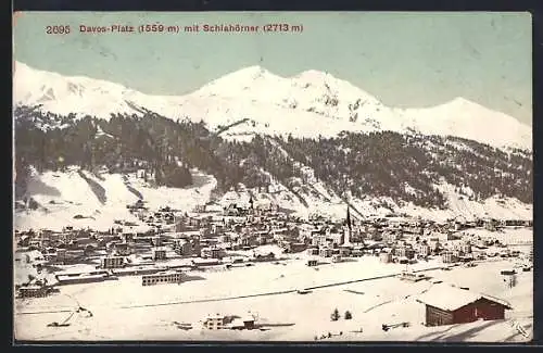 AK Davos-Platz, Gesamtansicht im Winter mit Schiahörner