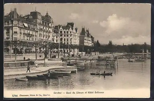 AK Genève, Quai du Léman et Hotel Bellevue