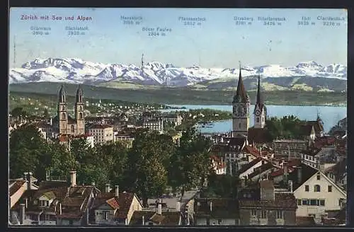 AK Montreux, Zürich mit See und Alpen aus der Vogelschau