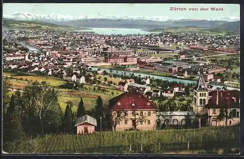 AK Zürich, Gesamtansicht von der Waid aus