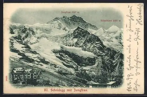 AK Kl. Scheidegg, Kl. Scheidegg mit Jungfrau u. Silberhorn