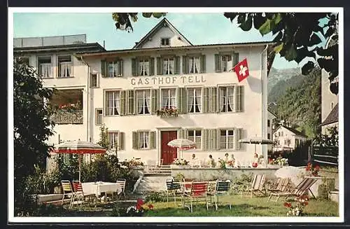 AK Mühlehorn, Hotel Tell am Walensee mit Gartenansicht