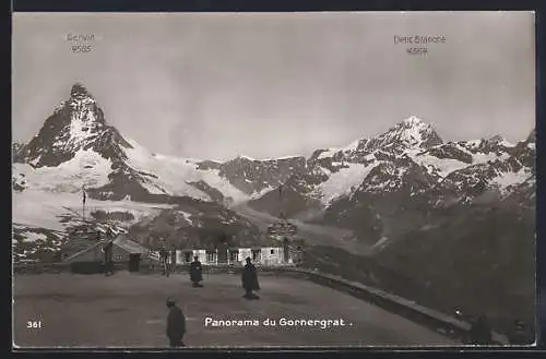 AK Gornergrat, Panorama du Gornergrat, Cervin, Dent Balnche