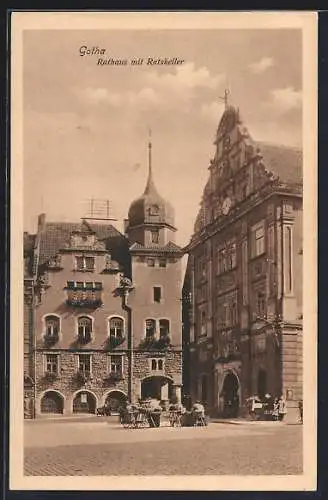 AK Gotha, Rathaus mit Restaurant Ratskeller