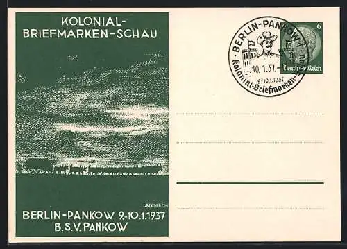 AK Berlin-Pankow, Kolonial-Briefmarken-Schau 1937, Ganzsache