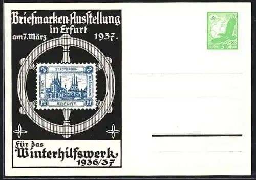 AK Erfurt, Briefmarkenausstellung 1937 für das Winterhilfswerk 1936/37, Ganzsache