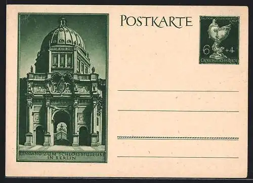 Künstler-AK Berlin, Eingang zum Schlossmuseum, Ganzsache