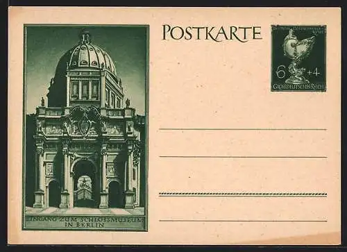 Künstler-AK Berlin, Eingang zum Schlossmuseum, Ganzsache