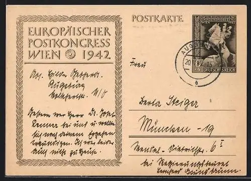 AK Wien, Europäischer Postkongress Wien 1942, Ganzsache