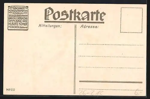 Künstler-Lithographie Paul Hey: Abschied, Junger Mann und Maid