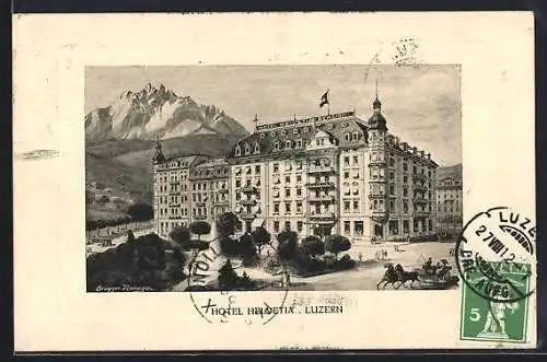 AK Luzern, Blick zum Hotel Helvetia