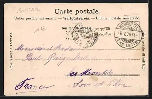 AK Neuchatel, Avenue du 1er Mars et Promenade um 1900