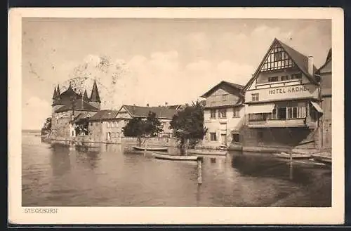 AK Steckborn, Flusspartie mit Hotel Krone