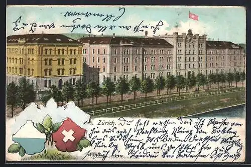 AK Zürich, Kasernen und Kantonswappen