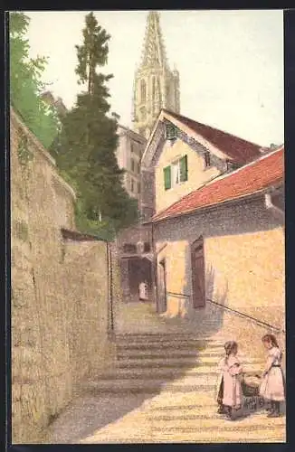 AK Bern, Die Fricketreppe mit Mädchen