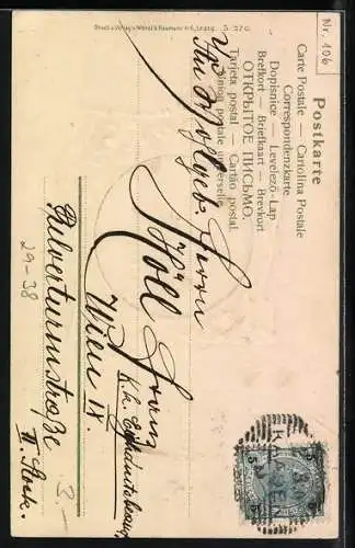 Foto-Collage-AK Kind mit dunklen Locken