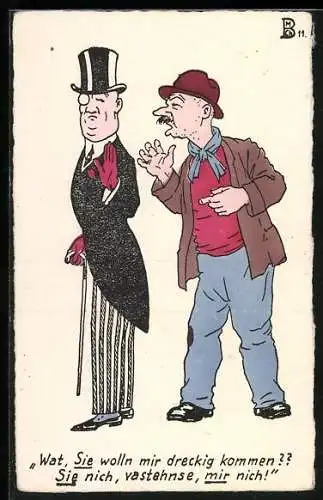 Künstler-AK Berlin, Berliner Mann wird ausfallend