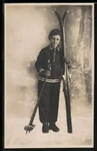 Foto-AK Kind mit Ski