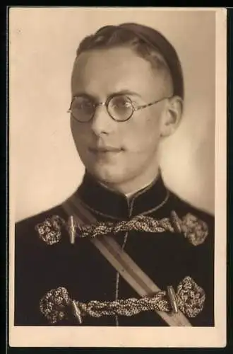 Foto-AK Student in vollem Wichs