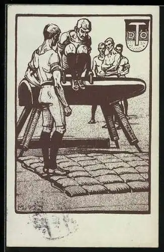 Künstler-AK Turner bei einer Übung