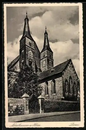 AK Nordhausen a. Harz, Dom, von der Strasse gesehen
