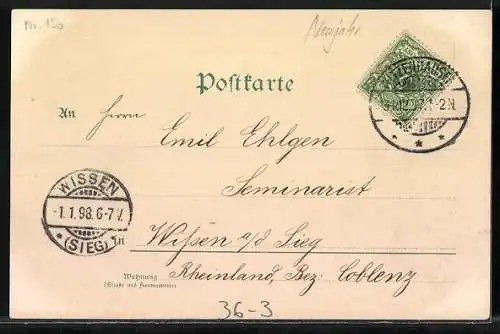 Lithographie Der Trompeter von Säckingen, Margarethe denkt an ihn, Engel, Taubenpaar