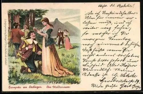 Künstler-AK Behüt Dich Gott!, Trompeter von Säckingen am Waldessaum