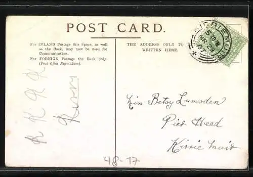 Künstler-AK Dame blickt durch ein Fernrohr