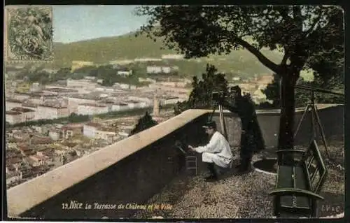AK Nice, La Terrasse du Chateau et la Ville, Optik