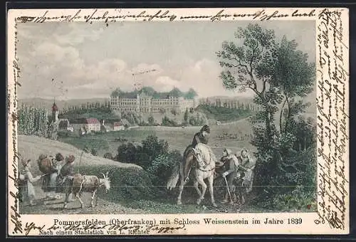 AK Pommersfelden /Oberfranken, Schloss Weissenstein im Jahre 1839