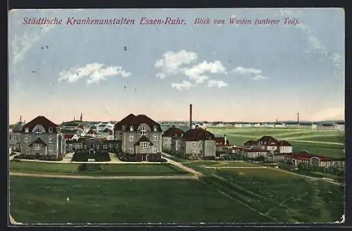 AK Essen-Ruhr, Städt. Krankenanstalten, Blick von Westen