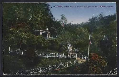 AK Steele /Ruhr, Partie vom Stadtgarten mit Wilhelmshöhe