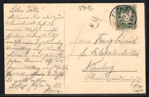 AK Bayreuth, Opernstrasse mit Kgl. Filialbank