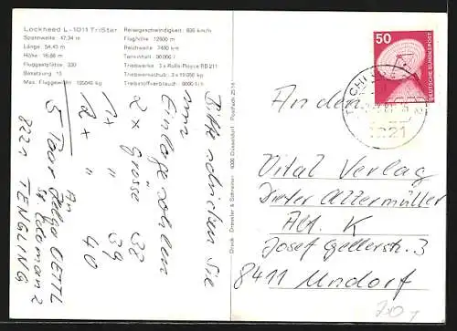 AK Lockheed L-1011 TriStar der Linie LTU in der Luft