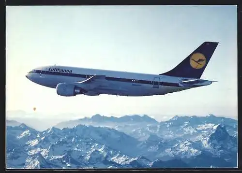 AK Airbus A310 von Lufthansa über dem Gebirge