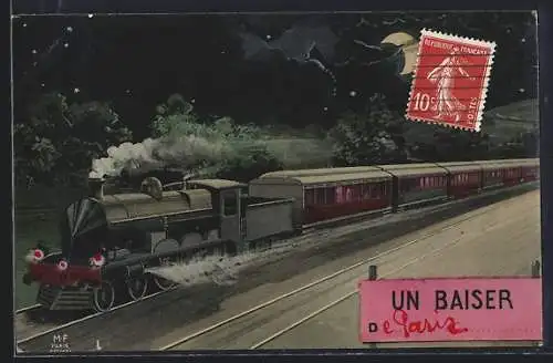 AK Eisenbahn in voller Fahrt