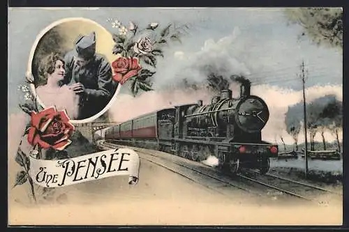 AK Eisenbahn in voller Fahrt
