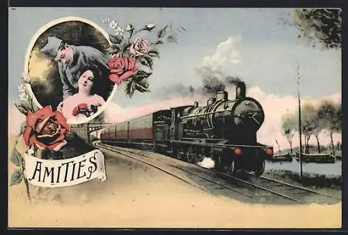 AK Eisenbahn in voller Fahrt