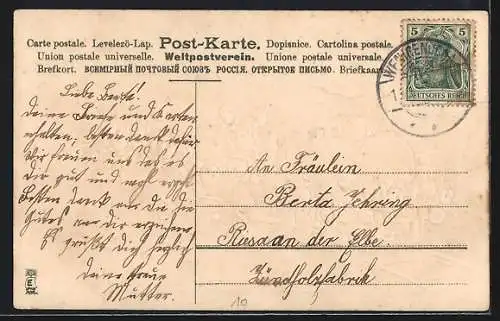 AK Neujahrsgruss, Eisenbahn mit Jahreszahl 1908