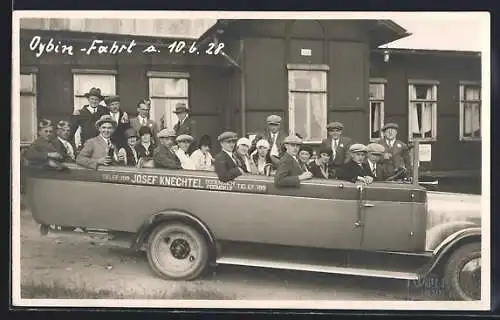 Foto-AK Autobus von Josef Knechtel, Oybin-Fahrt 1928