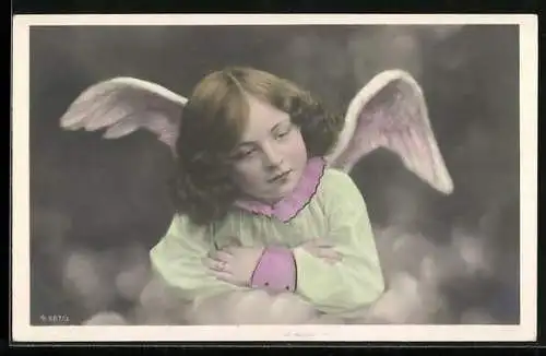 AK Kleiner Engel auf einer Wolke