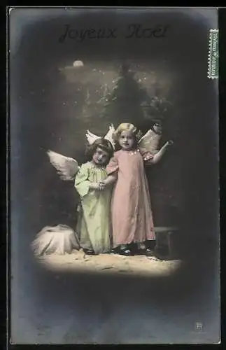 AK Kleine Weihnachtsengel in nächtlichem Wald