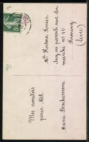 AK Kleine Weihnachtsengel in nächtlichem Wald