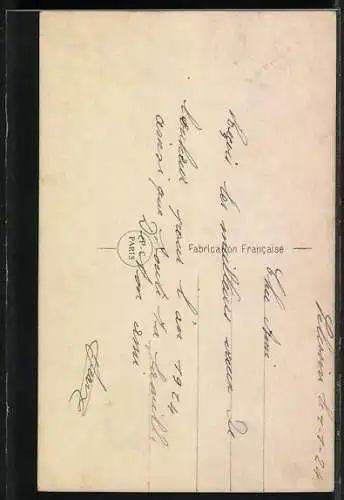 AK Bonne Année, Herr mit Hufeisen und Rosen