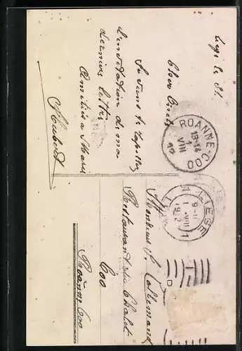 AK Amor mit Brief in der Hand