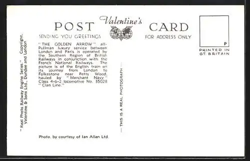 AK The Golden Arrow, englische Eisenbahn