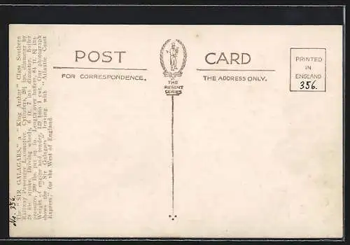 AK SR Express Passenger Locomotive Sir Galagars, englische Eisenbahn
